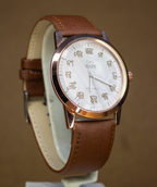 Atomic Premium Bangla / Bengali Number (3) Analog Watch - For Women Premium Quality Rose Gold Watch For Men | Best Quality Leather Strap Watch