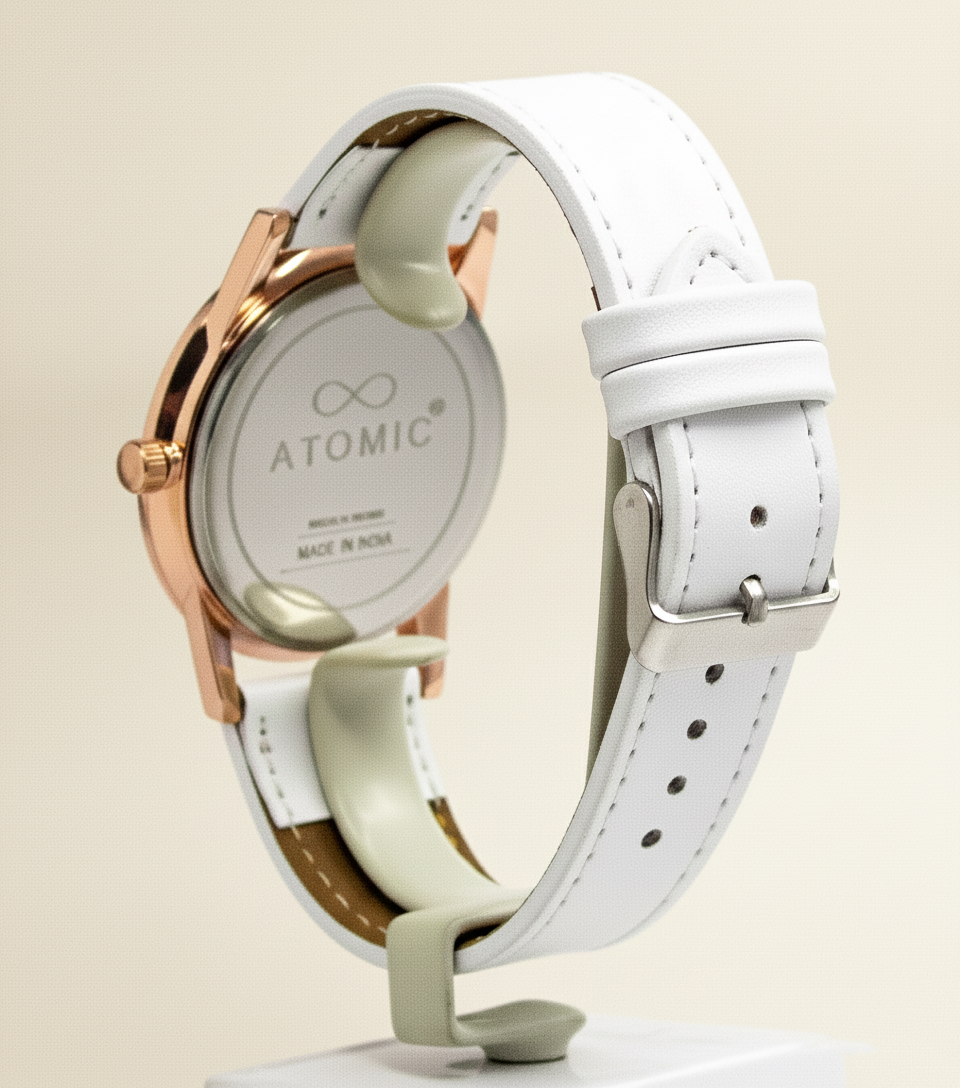 Cute Happy Valentine's Day Red Bow Print Premium Watch for Girls & Women - Stylish Rose Gold Analog Watch with Comfortable White Strap - Perfect Valentine Gift for the One You Love