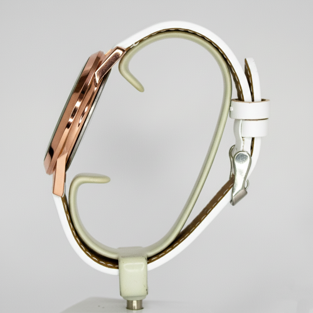 ATOMIC Women's Analog Watch with Love You Heart Design, Rose Gold Case, White Leather Strap, Valentine's Day Gift