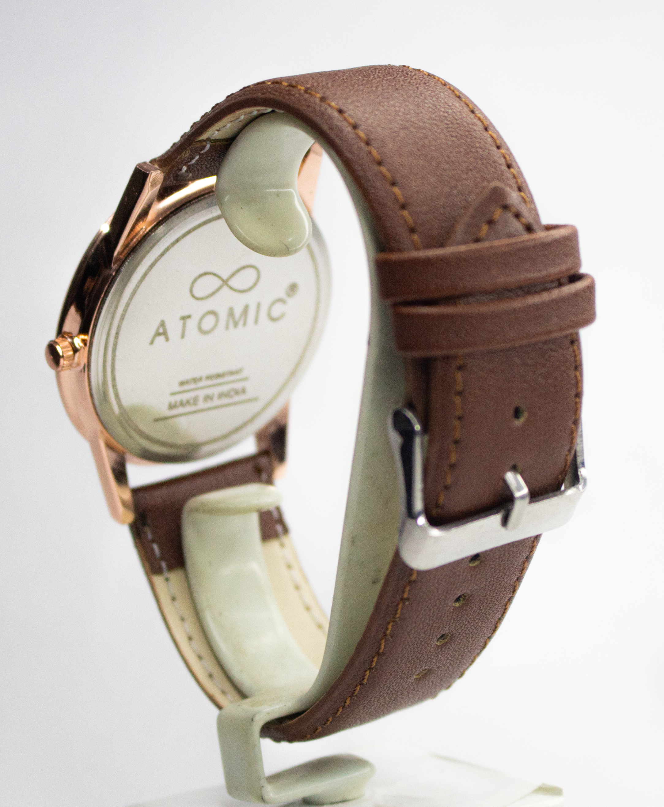 Atomic Premium Bangla / Bengali Number (3) Analog Watch - For Women Premium Quality Rose Gold Watch For Men | Best Quality Leather Strap Watch